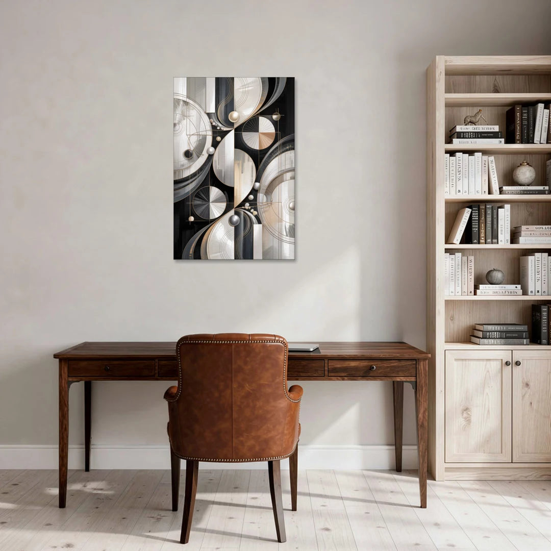 Opulent Geometry Grey and White Abstract - Canvas Wall Art - Office - 24x36