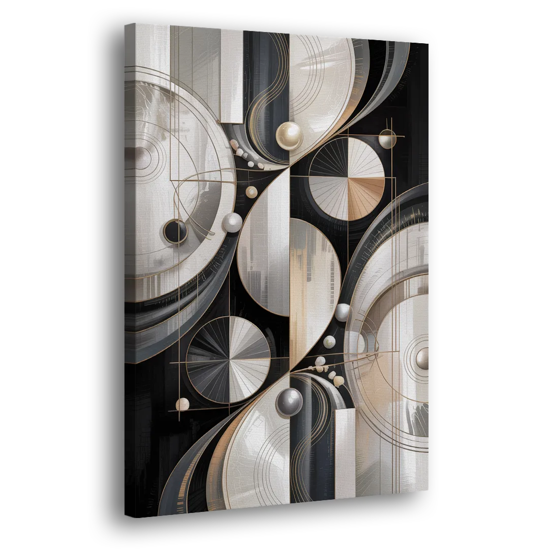 Opulent Geometry Grey and White Abstract Side - Canvas Wall Art