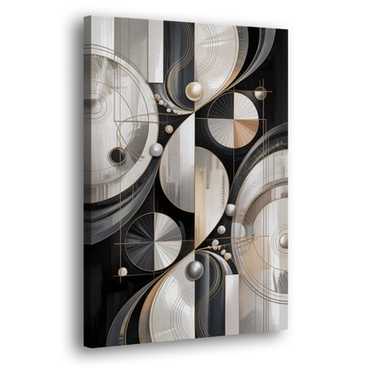 Opulent Geometry Grey and White Abstract Side - Canvas Wall Art