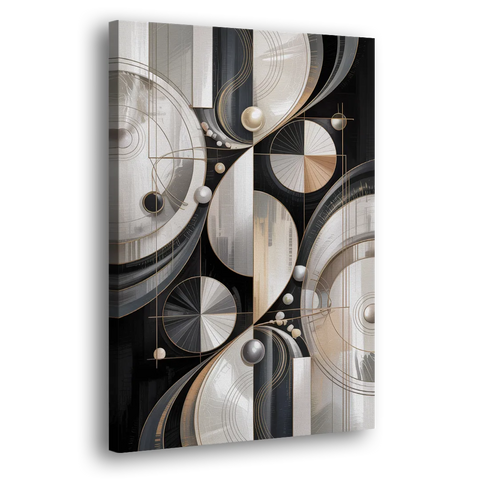 Opulent Geometry Grey and White Abstract - Canvas Wall Art