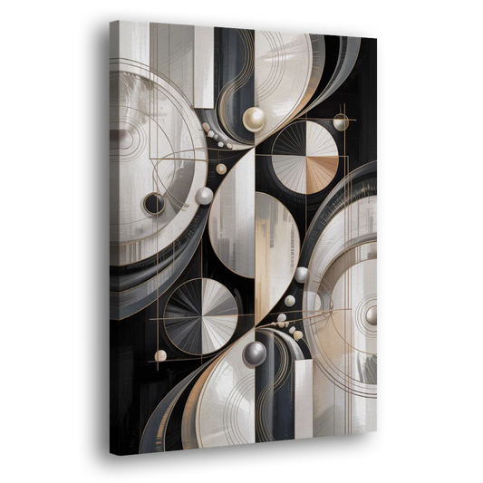 Opulent Geometry Grey and White Abstract Side - Canvas Wall Art