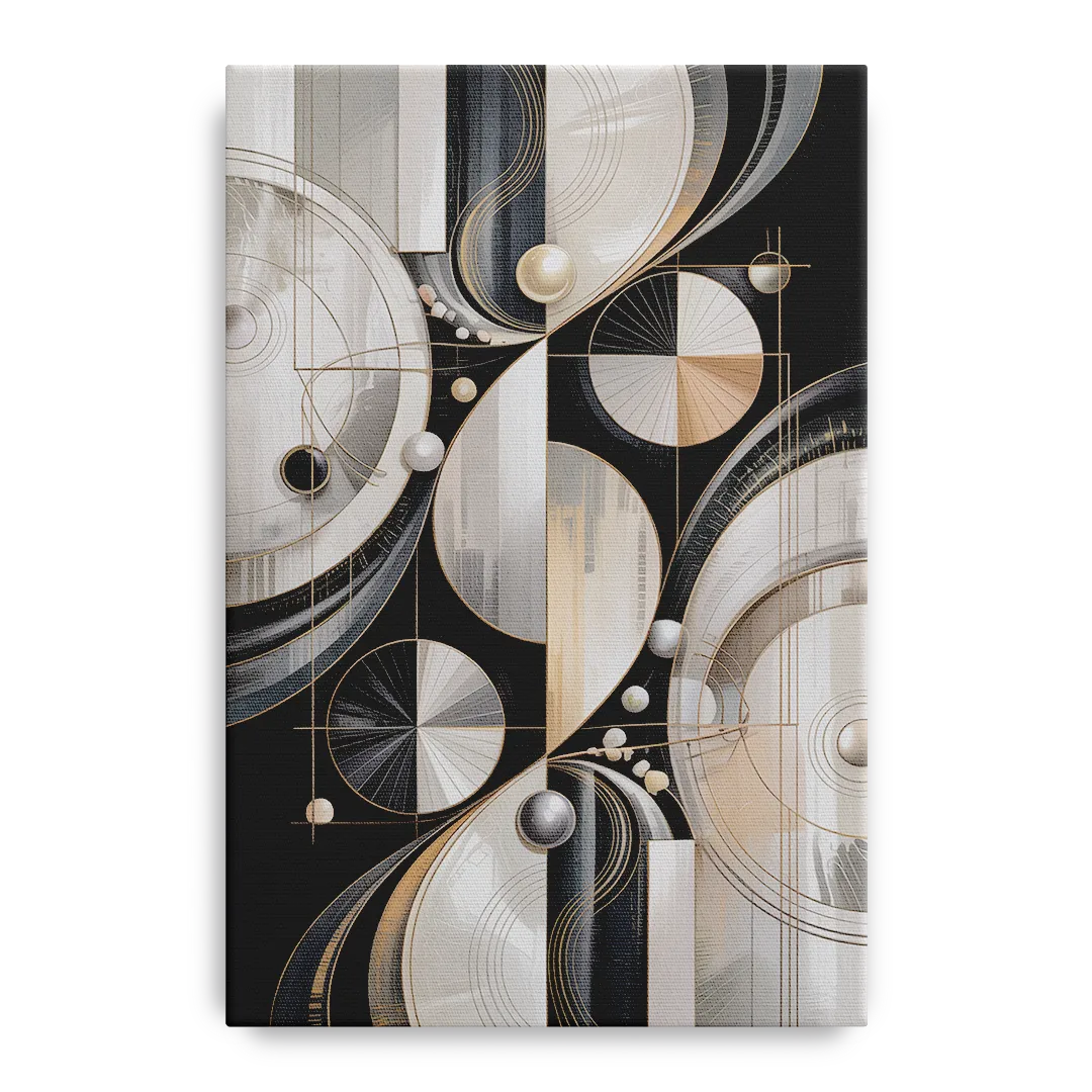 Opulent Geometry Grey and White Abstract Front - Canvas Wall Art