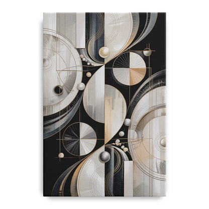 Opulent Geometry Grey and White Abstract Front - Canvas Wall Art