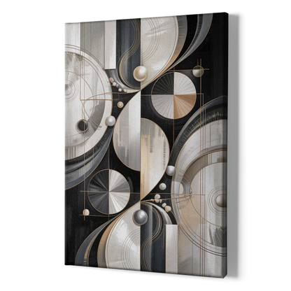 Opulent Geometry Grey and White Abstract - Canvas Print Art Sides