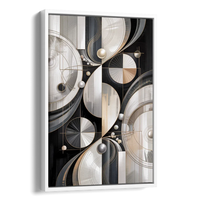 Opulent Geometry Grey and White Abstract Side - White Canvas Wall Art