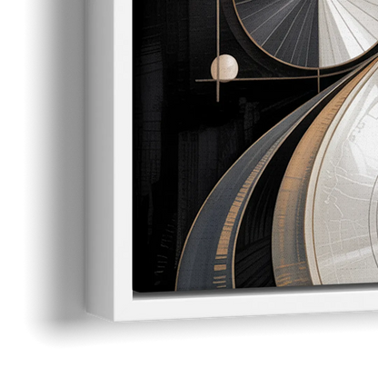 Opulent Geometry Grey and White Abstract - Close-Up White Frame Canvas