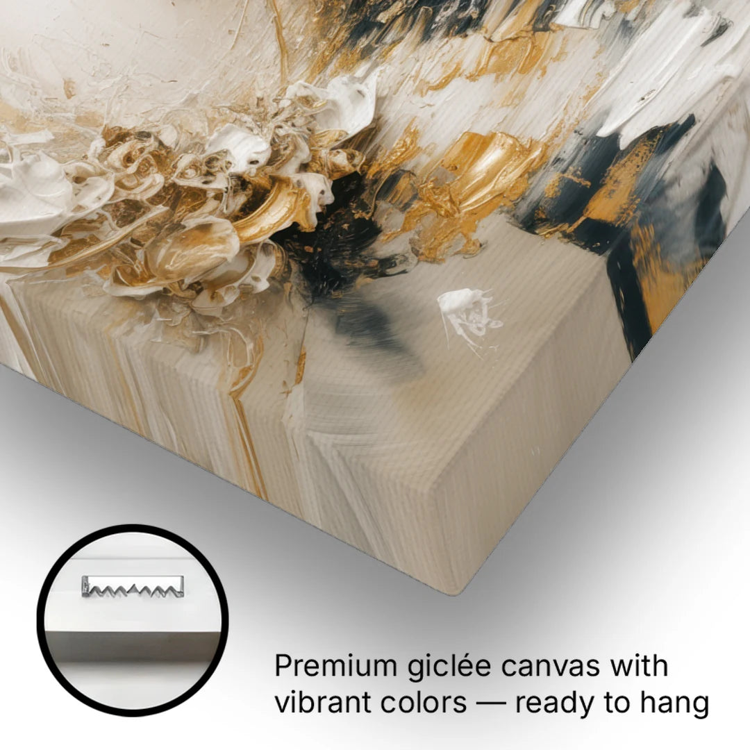 Opulent Gestures White and Gold - Canvas Wall Art - Gallery Wrap Corner