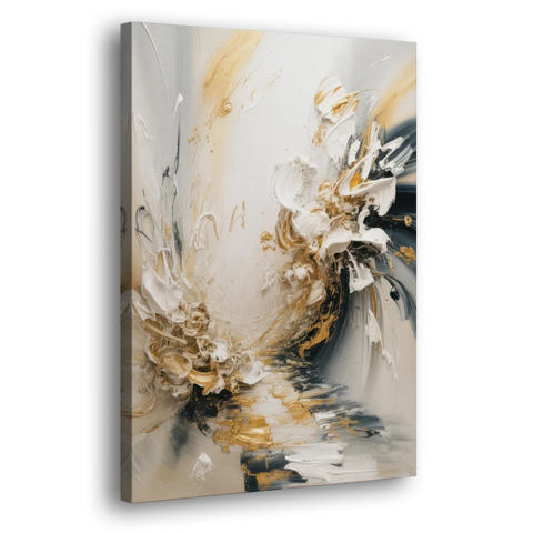 Opulent Gestures White and Gold - Canvas Wall Art - Side