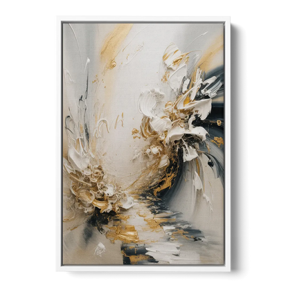 Opulent Gestures White and Gold - White Frame Canvas