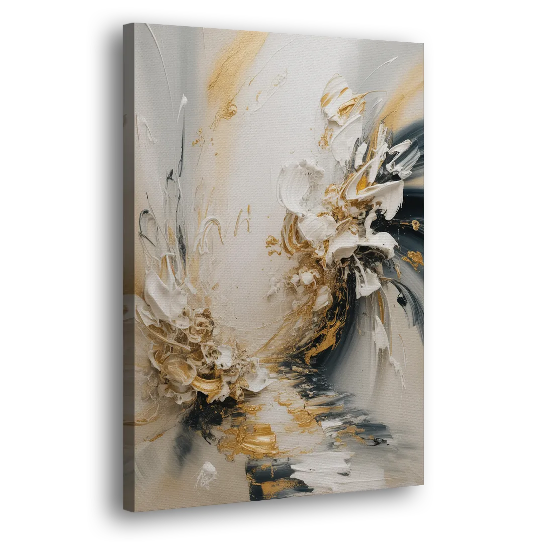 Opulent Gestures White and Gold Side - Canvas Wall Art