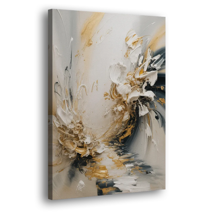 Opulent Gestures White and Gold Side - Canvas Wall Art