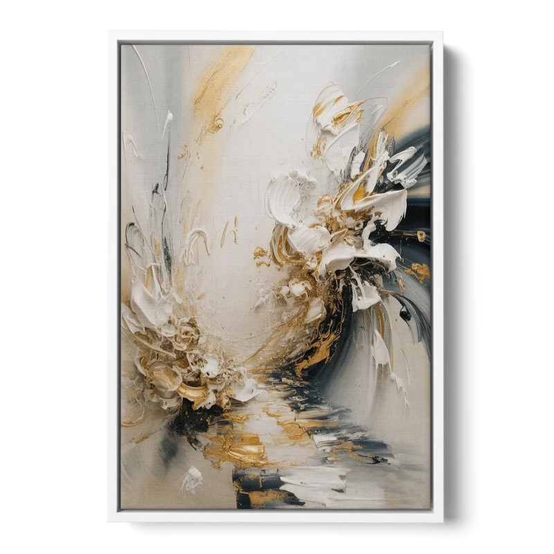 Opulent Gestures White and Gold Front - White Canvas Wall Art