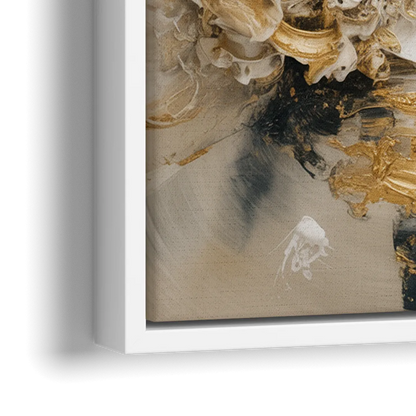 Opulent Gestures White and Gold - Close-Up White Frame Canvas