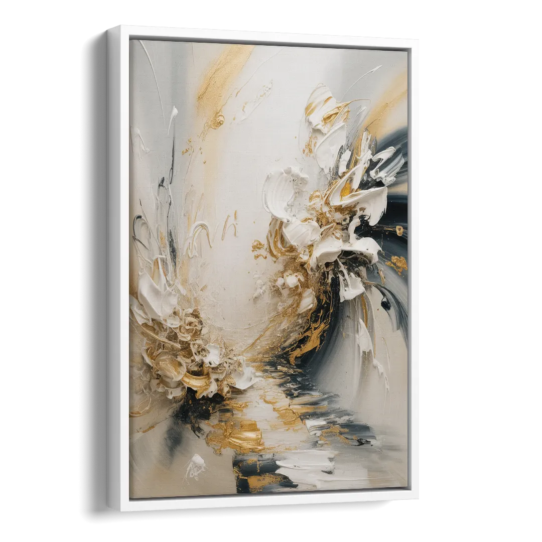 Opulent Gestures White and Gold Side - White Canvas Wall Art