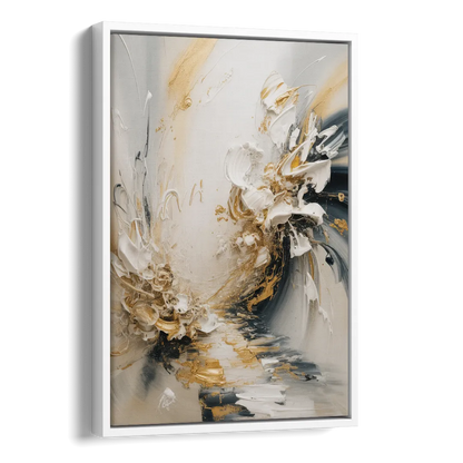 Opulent Gestures White and Gold Side - White Canvas Wall Art