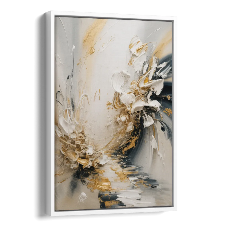 Opulent Gestures White and Gold Side - White Canvas Wall Art