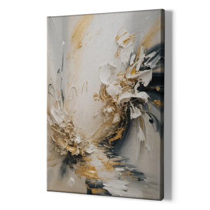 Opulent Gestures White and Gold - Canvas Print Art Sides