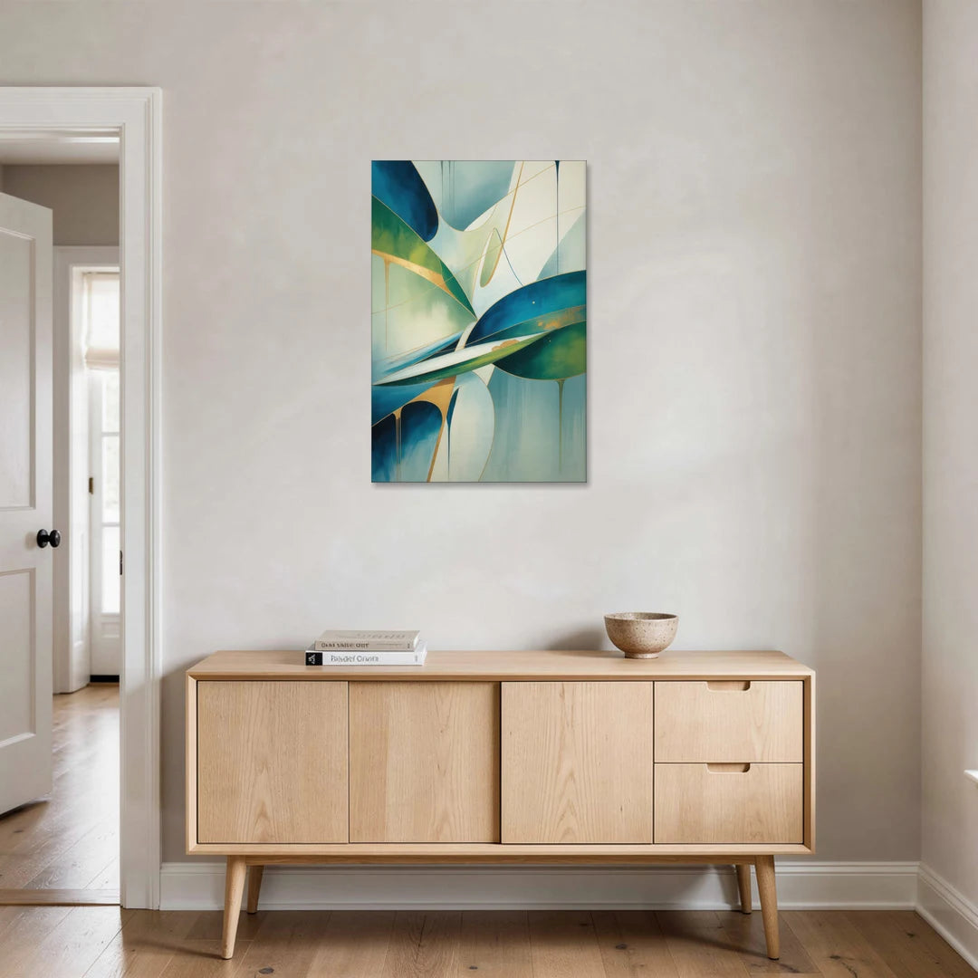 Opulent Harmony Blue and Green Abstract - Canvas Wall Art - Coffee Table - 24x36