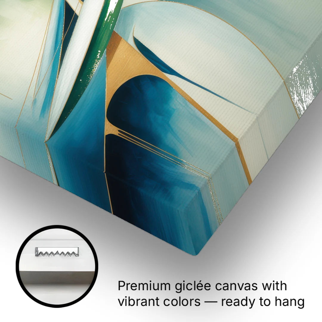 Opulent Harmony Blue and Green Abstract - Canvas Wall Art - Gallery Wrap Corner