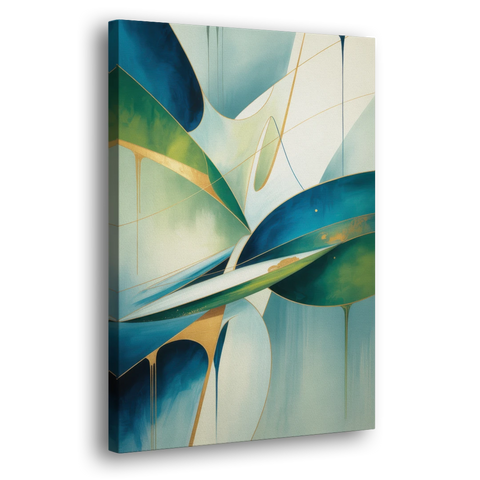 Opulent Harmony Blue and Green Abstract - Canvas Wall Art - Side