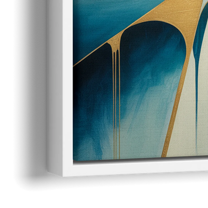 Opulent Harmony Blue and Green Abstract - Close-Up White Frame Canvas