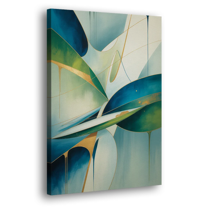Opulent Harmony Blue and Green Abstract Side - Canvas Wall Art