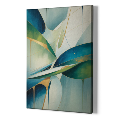 Opulent Harmony Blue and Green Abstract - Canvas Print Art Sides