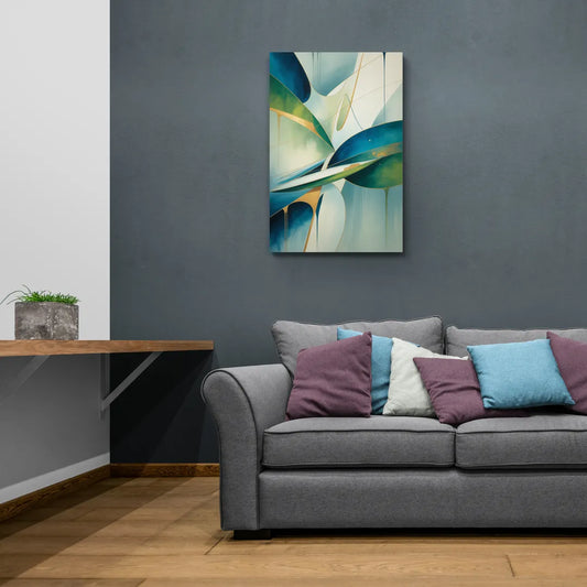 Opulent Harmony Blue and Green Abstract - Canvas Wall Art Living Room