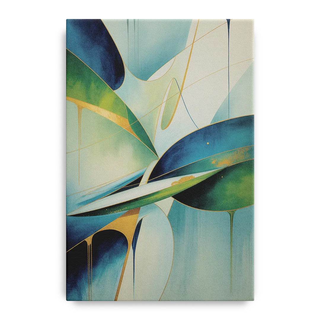 Opulent Harmony Blue and Green Abstract Front - Canvas Wall Art