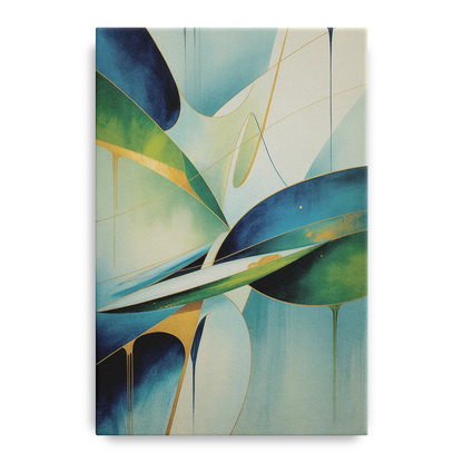 Opulent Harmony Blue and Green Abstract Front - Canvas Wall Art