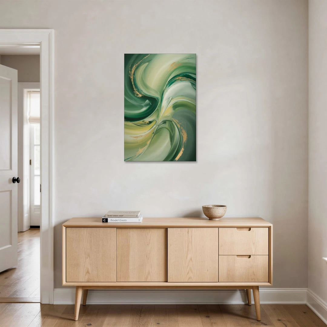 Opulent Harmony Green Abstract - Canvas Wall Art - Coffee Table - 24x36
