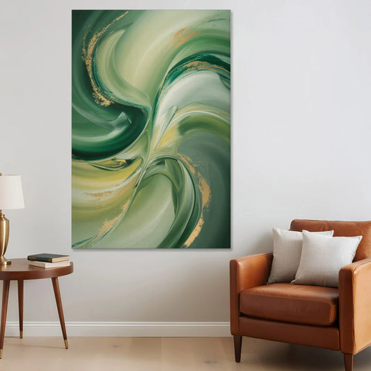 Opulent Harmony Green Abstract - Canvas Wall Art - Sofa - 40x60