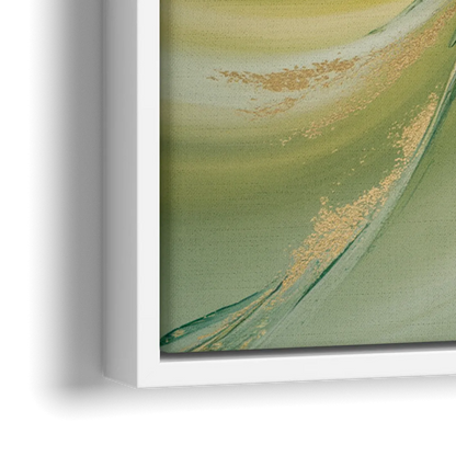 Opulent Harmony Green Abstract - Close-Up White Frame Canvas