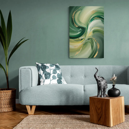 Opulent Harmony Green Abstract - Canvas Wall Art Living Room