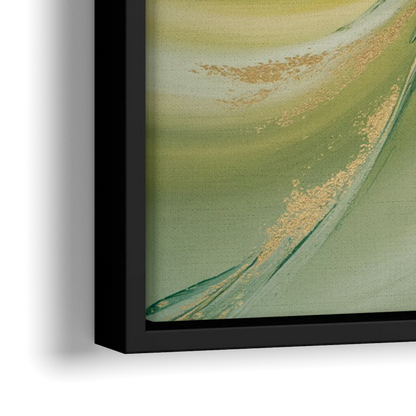 Opulent Harmony Green Abstract - Close-Up Black Frame Canvas