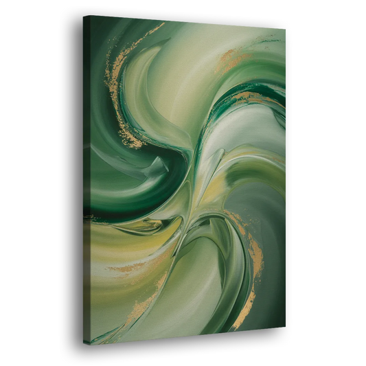 Opulent Harmony Green Abstract Side - Canvas Wall Art