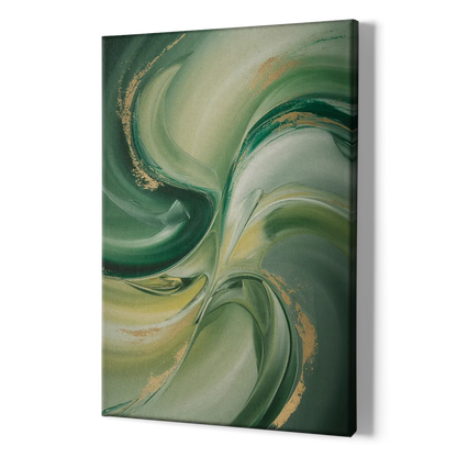 Opulent Harmony Green Abstract - Canvas Print Art Sides