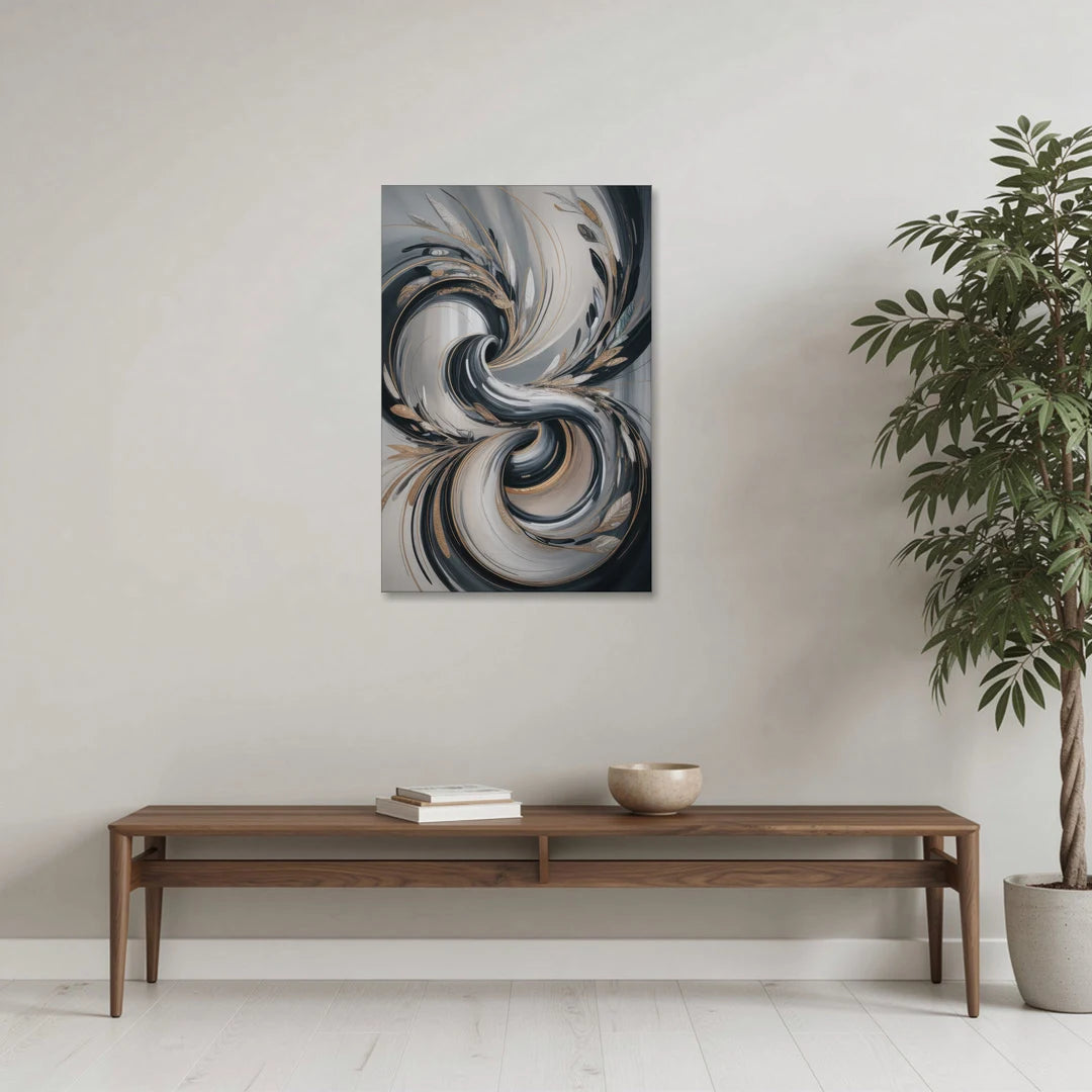 Opulent Iridescence Grey Abstract - Canvas Wall Art - Coffee Table - 24x36