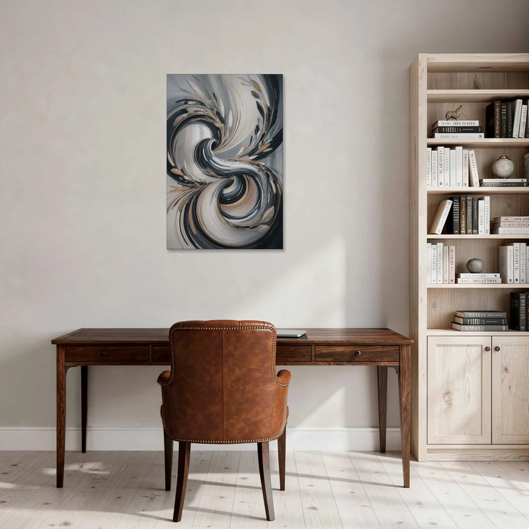 Opulent Iridescence Grey Abstract - Canvas Wall Art - Office - 24x36