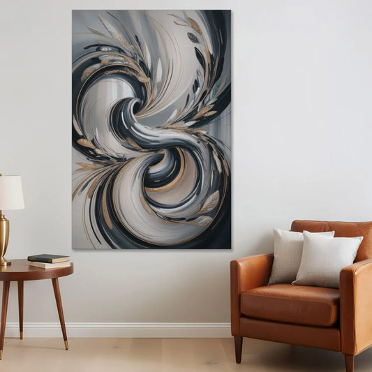 Opulent Iridescence Grey Abstract - Canvas Wall Art - Sofa - 40x60