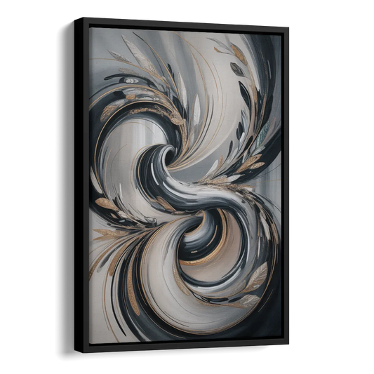 Opulent Iridescence Grey Abstract Side - Black Canvas Wall Art