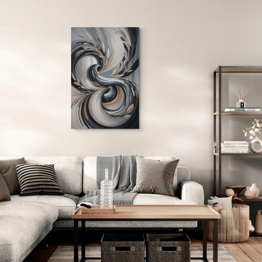 Opulent Iridescence Grey Abstract - Canvas Wall Art Living Room
