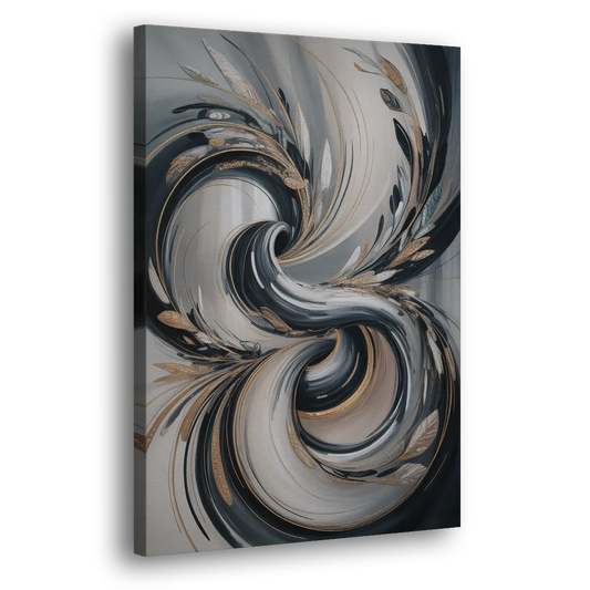 Opulent Iridescence Grey Abstract Side - Canvas Wall Art