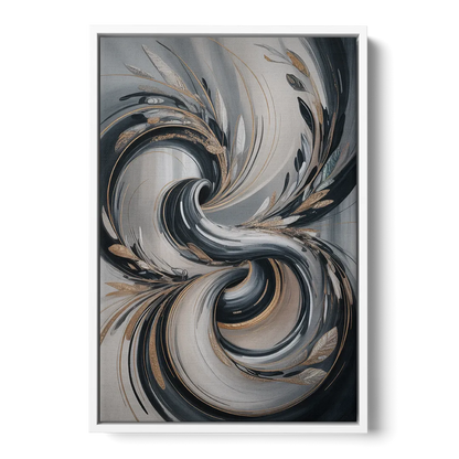 Opulent Iridescence Grey Abstract - White Frame Canvas