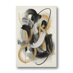 Opulent Movement Black White and Gold Abstract - Canvas Wall Art - Front