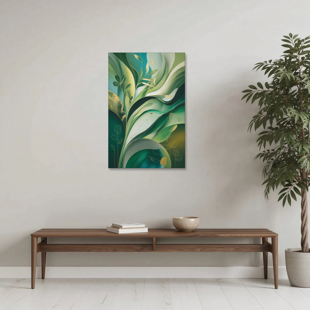Opulent Nature Harmony Green Abstract - Canvas Wall Art - Coffee Table - 24x36