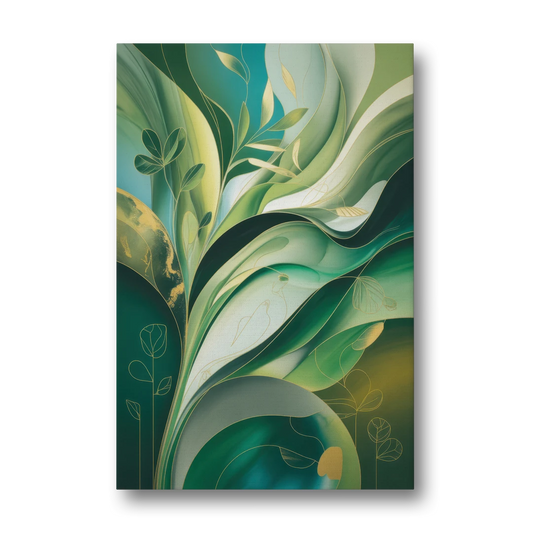 Opulent Nature Harmony Green Abstract - Canvas Wall Art - Front