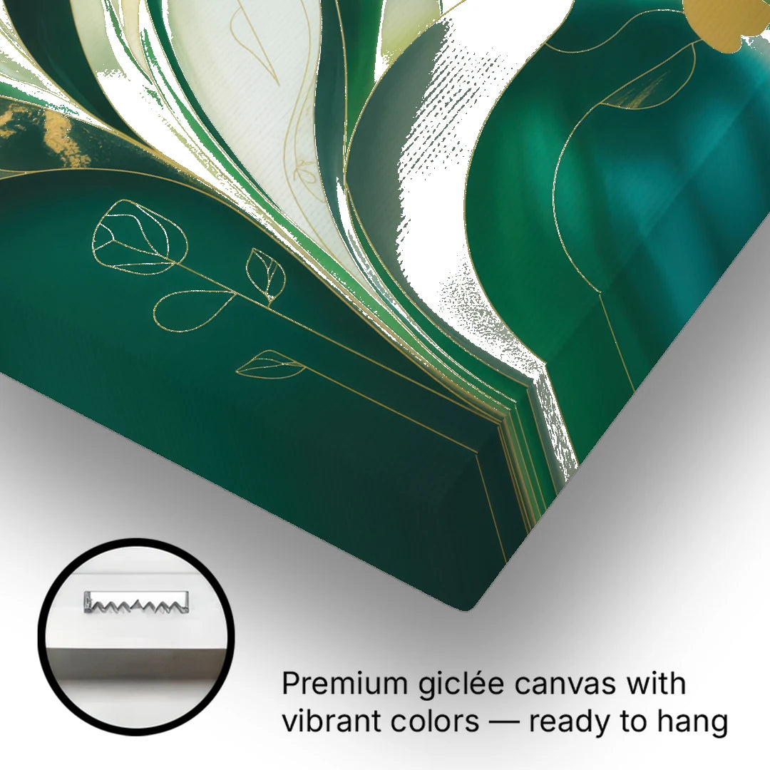 Opulent Nature Harmony Green Abstract - Canvas Wall Art - Gallery Wrap Corner