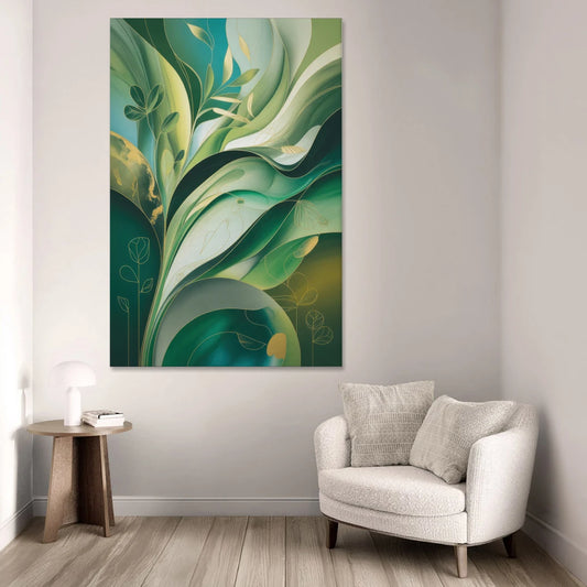 Opulent Nature Harmony Green Abstract - Canvas Wall Art - Sofa - 40x60