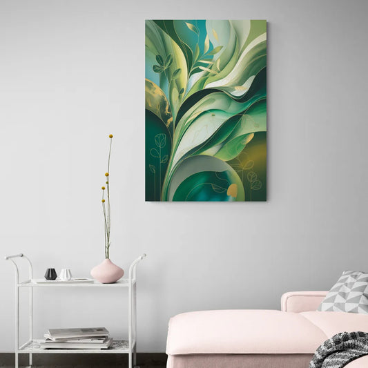 Opulent Nature Harmony Green Abstract - Canvas Wall Art Living Room